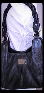 Black Relic Brand over arm purse